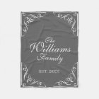 Personalized family last name gray fleece blanket