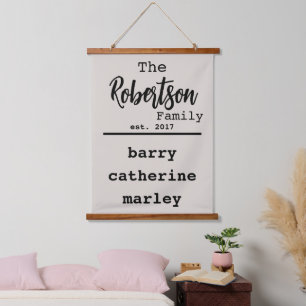 Personalized Family List of Names Typewriter Font Hanging Tapestry