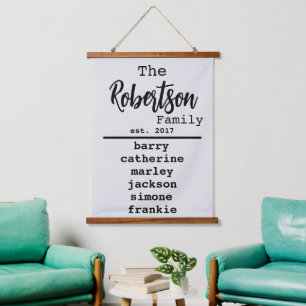Personalized Family List of Names Typewriter Font Hanging Tapestry