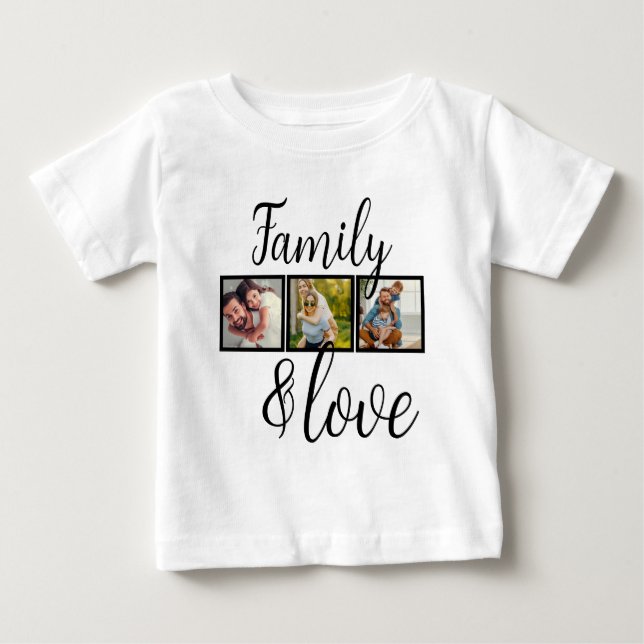 Personalized Family & Love Photo Collage Baby T-Shirt (Front)
