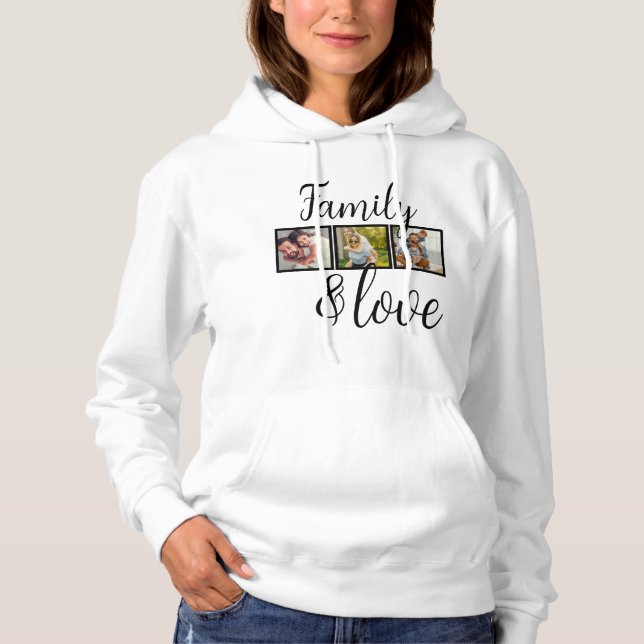 Personalized Family & Love Photo Collage Hoodie (Front)
