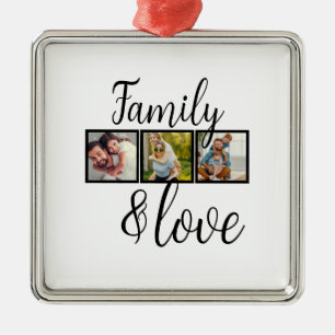 Personalized Family & Love Photo Collage Metal Ornament