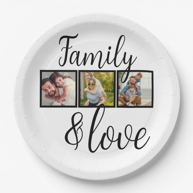 Personalized Family & Love Photo Collage Paper Plates (Front)