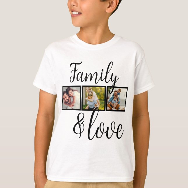 Personalized Family & Love Photo Collage T-Shirt (Front)