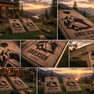 Personalized Family LOVE Photo Grid Custom Name Cornhole Set