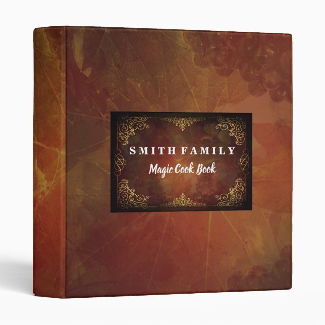 Personalized Family Magic Recipe Cookbook 3 Ring Binder (Front/Spine)
