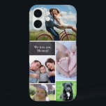 Personalized Family Memories Photo collage iPhone 16 Plus Case<br><div class="desc">Personalize this phone case for mom with her favorite photo. Fill the photo collage she can look at each day. Include photos of the kids,  pets,  spouse,  the whole family. Chalkboard block with customizable text "We love you mommy"</div>