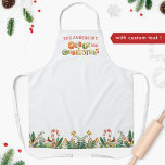Personalized Family Merry Little Christmas Apron<br><div class="desc">Gorgeous holiday apron with ability to add your family name! Unique design with area for your name/family name showcased by beautiful holiday cookies spelling "Merry Christmas". Ability to keep, remove or change "little" from "Merry little Christmas" phrase. Lower area with exquisite festive border with Christmas trees holiday cookies, greenery, hollies,...</div>