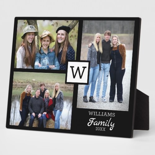 Personalized Family Monogram 3 Photo Collage  Plaque