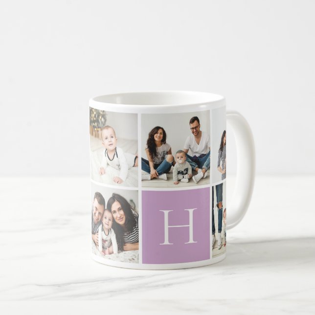 Personalized Family Monogram 9 Photo Collage Coffee Mug (Front Right)