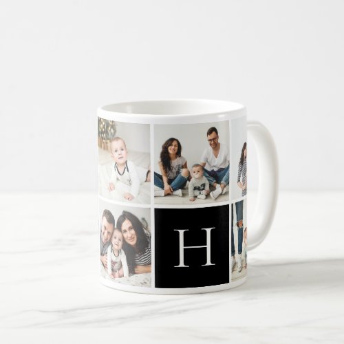 Personalized Family Monogram 9 Photo Collage Coffee Mug