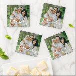 Personalized Family Monogram and Custom Photo Coaster Set<br><div class="desc">Custom made to order acrylic coasters personalized with your photos and text. Add your family name monogram and a large photo on a square or circle shaped coaster. Use the design tools to add more photos and edit the text fonts and colors to create a unique one of a kind...</div>
