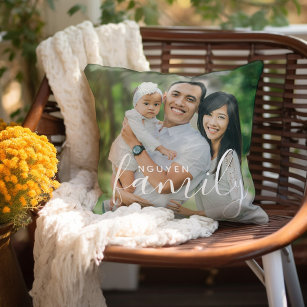 Personalized Family Monogram and Custom Photo Throw Pillow