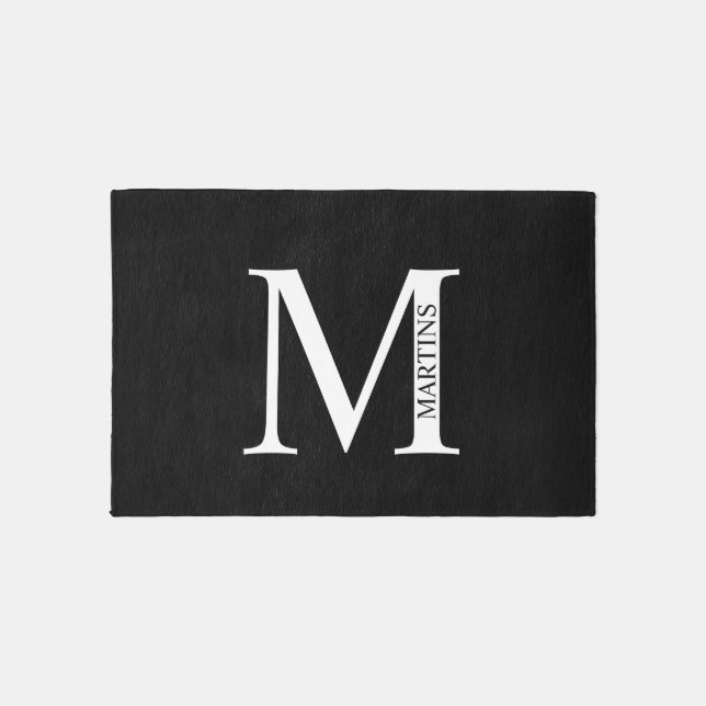 Personalized Family Monogram and Name Outdoor Rug (Front)