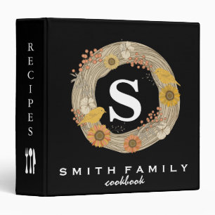 Personalized Family Monogram Bridal shower Recipe 3 Ring Binder