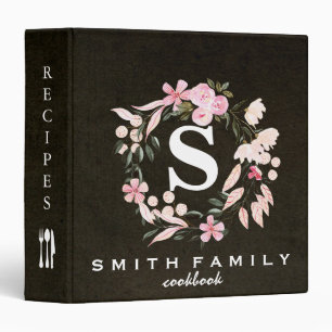 Personalized Family Monogram Bridal shower Recipe 3 Ring Binder