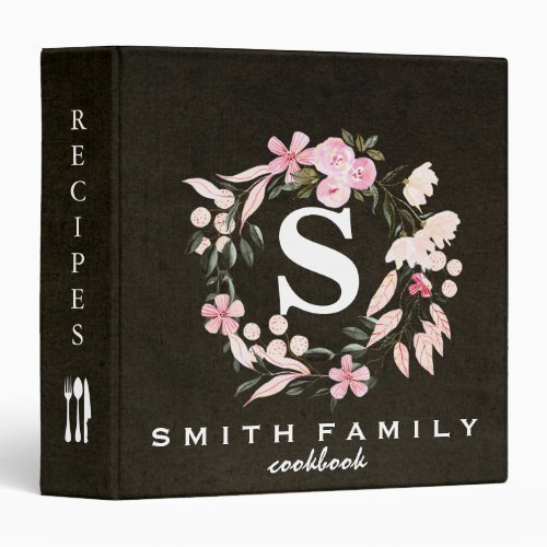 Personalized Family Monogram Bridal shower Recipe  3 Ring Binder