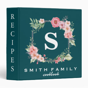 Personalized Family Monogram Bridal shower Recipe  3 Ring Binder