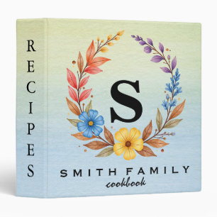 Personalized Family Monogram Bridal shower Recipe 3 Ring Binder