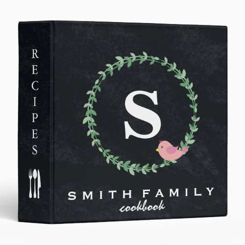 Personalized Family Monogram Bridal shower Recipe 3 Ring Binder