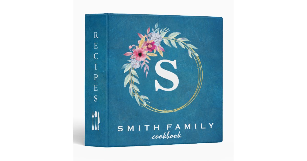 Personalized Family Monogram Bridal shower Recipe 3 Ring Binder | Zazzle