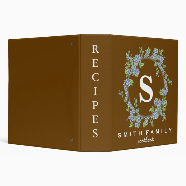 Personalized Family Monogram Bridal shower Recipe 3 Ring Binder (Background)