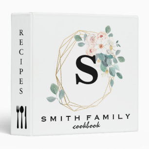 Personalized Family Monogram Bridal shower Recipe 3 Ring Binder