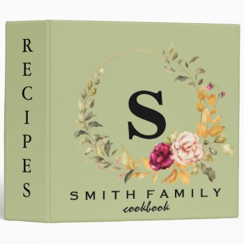 Personalized Family Monogram Bridal Shower Recipe  3 Ring Binder by sunbuds at Zazzle