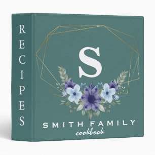 Personalized Family Monogram Bridal shower Recipe 3 Ring Binder