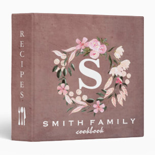 Personalized Family Monogram Bridal shower Recipe 3 Ring Binder