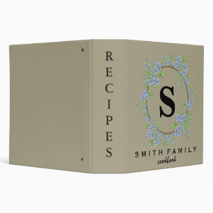 Personalized Family Monogram Bridal shower Recipe 3 Ring Binder