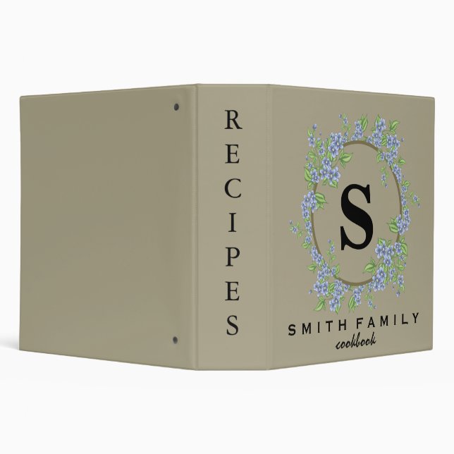 Personalized Family Monogram Bridal shower Recipe 3 Ring Binder (Background)