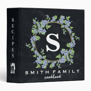 Personalized Family Monogram Bridal shower Recipe 3 Ring Binder
