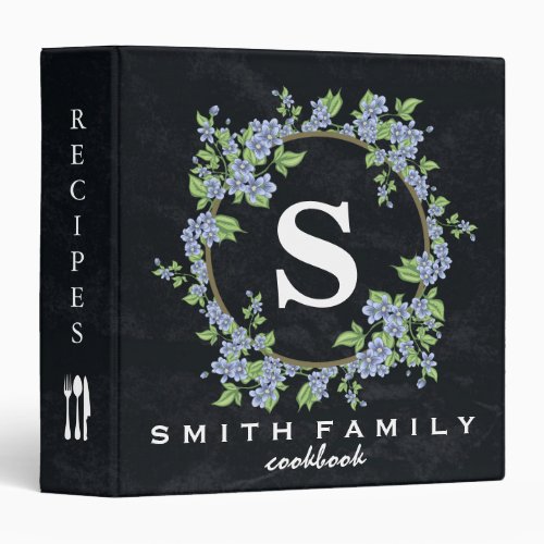 Personalized Family Monogram Bridal shower Recipe 3 Ring Binder