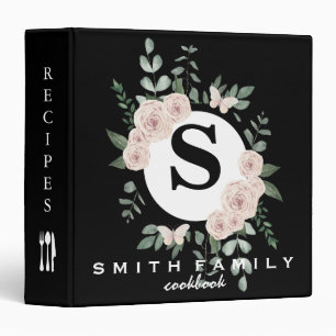 Personalized Family Monogram Bridal shower Recipe 3 Ring Binder