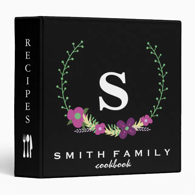 Personalized Family Monogram Bridal shower Recipe 3 Ring Binder | Zazzle