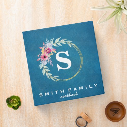 Personalized Family Monogram Bridal shower Recipe  3 Ring Binder