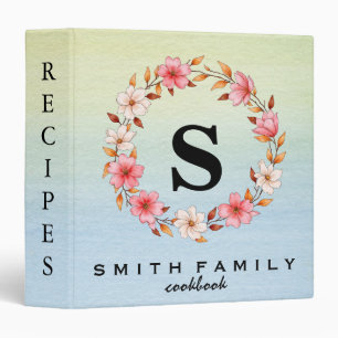 Personalized Family Monogram Bridal shower Recipe 3 Ring Binder