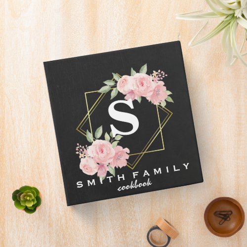 Personalized Family Monogram Bridal shower Recipe  3 Ring Binder