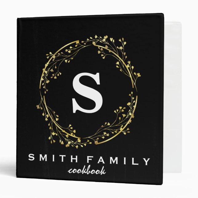 Personalized Family Monogram Bridal shower Recipe  3 Ring Binder (Front/Inside)