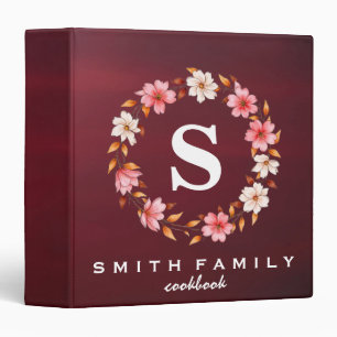 Personalized Family Monogram Bridal shower Recipe 3 Ring Binder
