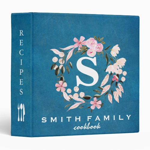 Personalized Family Monogram Bridal shower Recipe  3 Ring Binder