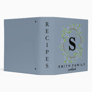 Personalized Family Monogram Bridal shower Recipe 3 Ring Binder