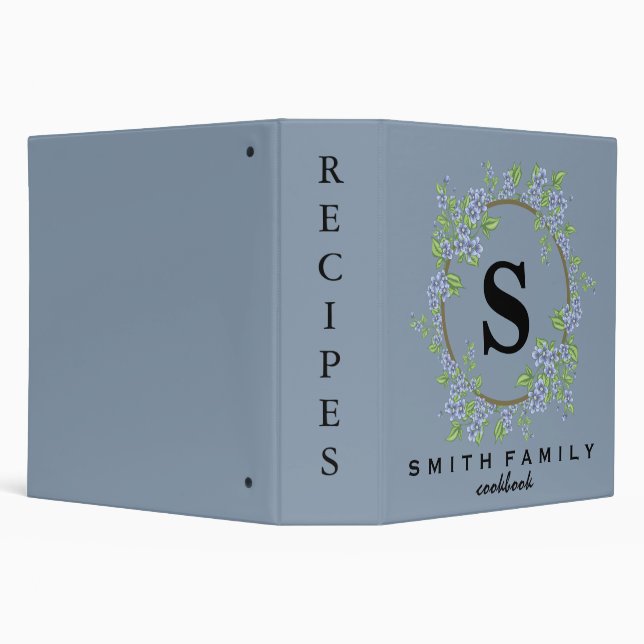 Personalized Family Monogram Bridal shower Recipe 3 Ring Binder (Background)