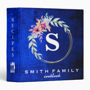 Personalized Family Monogram Bridal shower Recipe 3 Ring Binder