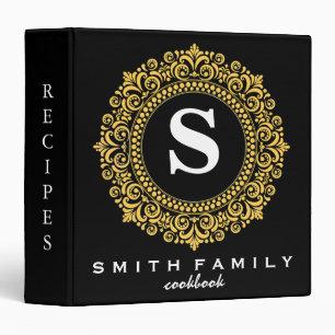 Personalized Family Monogram Bridal shower Recipe 3 Ring Binder