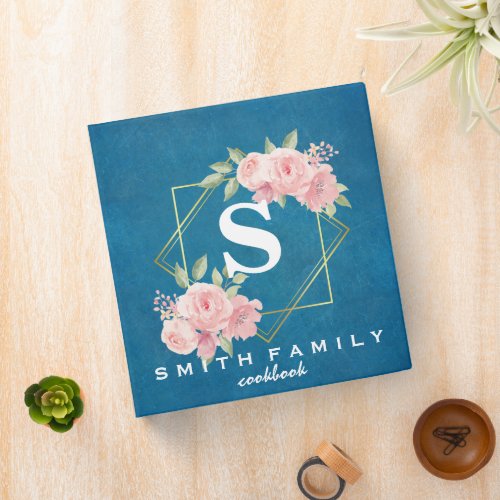 Personalized Family Monogram Bridal shower Recipe  3 Ring Binder