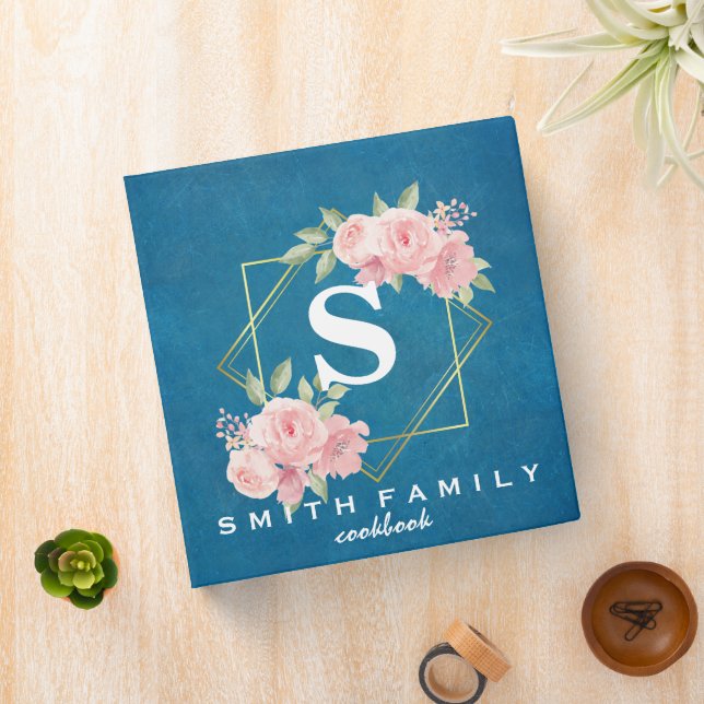 Personalized Family Monogram Bridal shower Recipe  3 Ring Binder (In Situ)
