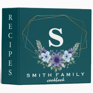 Personalized Family Monogram Bridal shower Recipe 3 Ring Binder