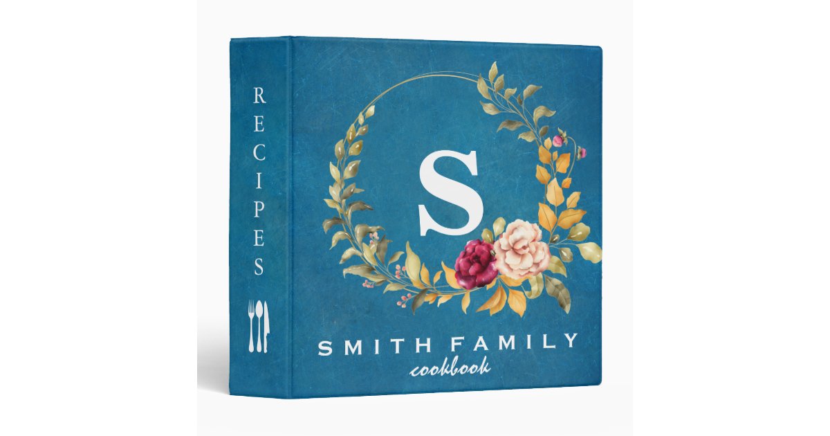 Personalized Family Monogram Bridal shower Recipe 3 Ring Binder | Zazzle
